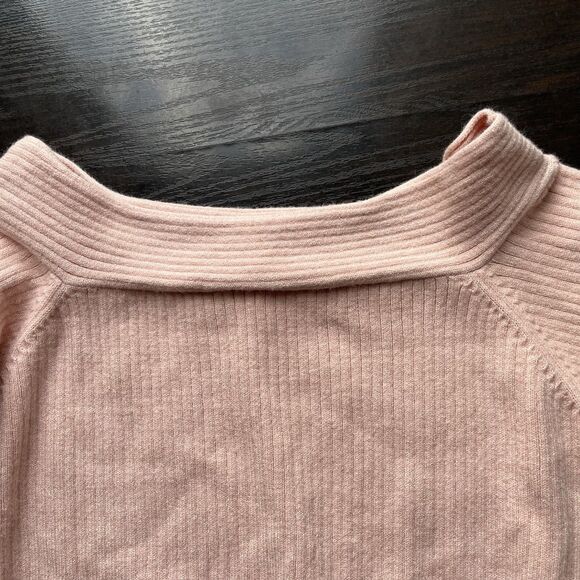 Anthropologie Moth Off The Shoulder Pullover Knit Sweater Balloon Sleeves Pink M - Picture 8 of 14